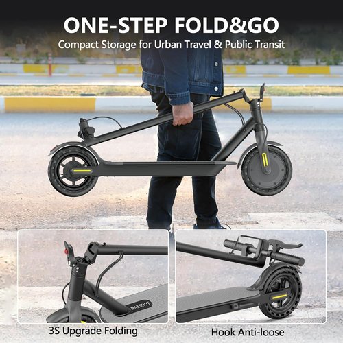 Maxshot Electric Scooter - 350W/500W Motor, 19-22 MPH Speed, 15-28 Miles Range, Foldable Design | Smart App & Dual Braking