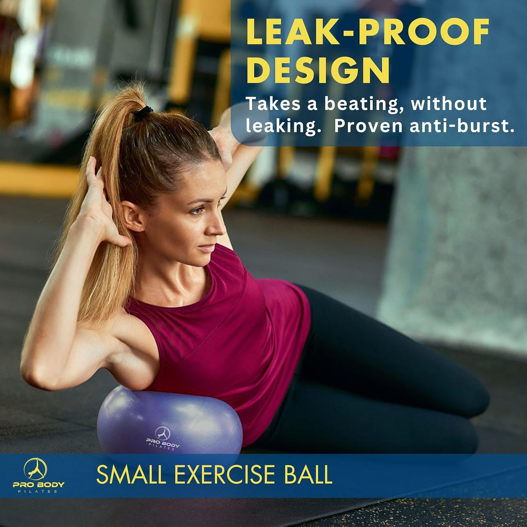 ProBody Pilates Exercise Ball - 9 Inch Stability Ball with Pump for Yoga, Core & Physical Therapy