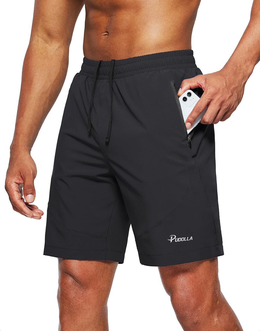 Pudolla Men's Running Shorts - Lightweight Athletic Gym Shorts with Zipper Pockets | 7"/5"/9" Options