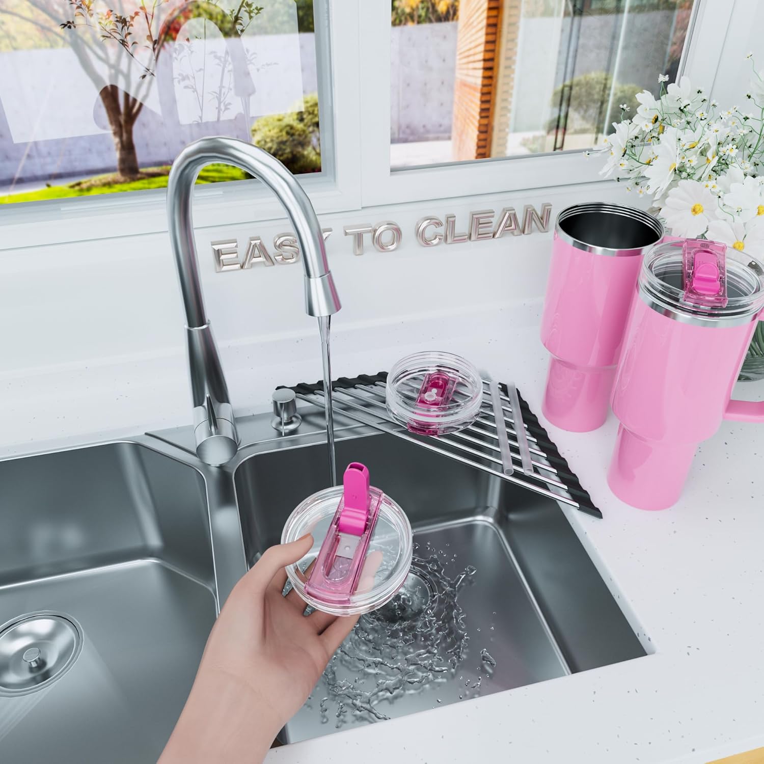 STANLEY 40 oz Flip Straw Lid - Leakproof, No Spill Design for Quencher ProTour & H2.0 Tumblers | Passion Pink
