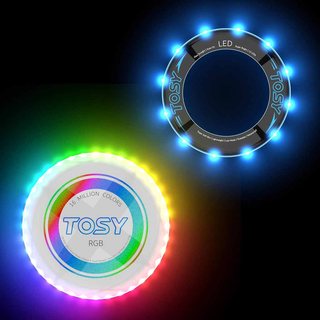 TOSY RGB White Frisbee & Blue Flying Ring Set - Perfect for Outdoor Fun & Games