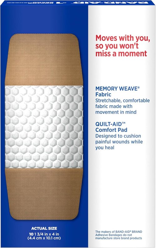 BAND-AID Brand Extra Large Flexible Fabric Adhesive Bandages - Comfortable Wound Care for Cuts & Scrapes