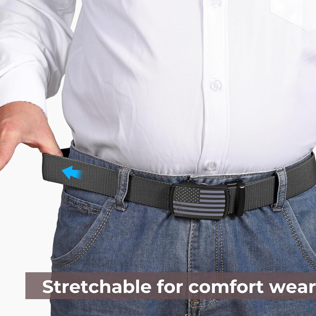 SANSTHS Men's Elastic Stretch Ratchet Belt - Versatile Nylon Design for Casual Work & Golf | Adjustable Fit