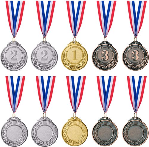 Favide 96-Piece Award Medal Set - Gold, Silver & Bronze Winner Medals for Competitions | 2 Inches
