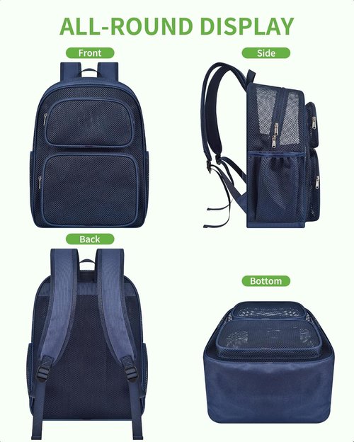 MAY TREE Heavy-Duty Mesh Backpack - Large Capacity for Travel, Beach & Hiking | Padded Straps