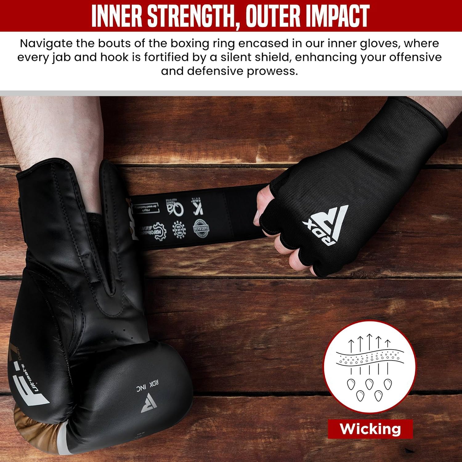 RDX Boxing Hand Wraps - Elasticated Inner Gloves for Men & Women | Fist Protection for MMA, Muay Thai, Kickboxing