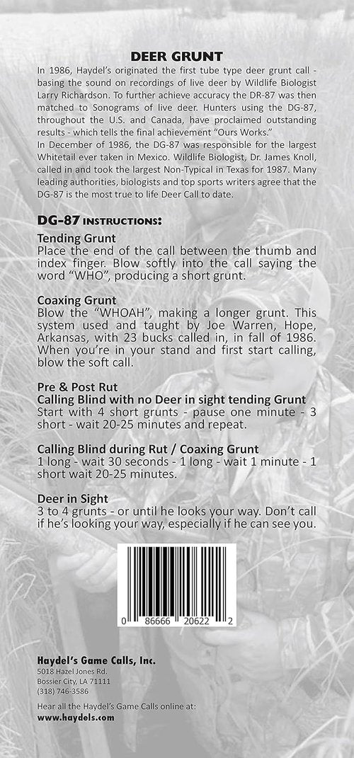 Haydel's Game Calls Inc. DG-87 Buck Calls - Premium Whitetail Deer Attractant | Durable Design