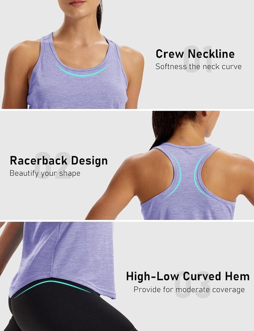 MAGCOMSEN Women's Athletic Tank Top - Sleeveless Racerback Design for Yoga & Gym Workouts | Comfortable Fit