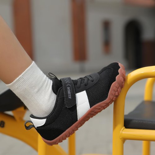 KUBUA Kids Barefoot Shoes Boys Girls Sneakers Lightweight Durable Tennis Shoes School Gym Sports Black 3.5 Big Kid