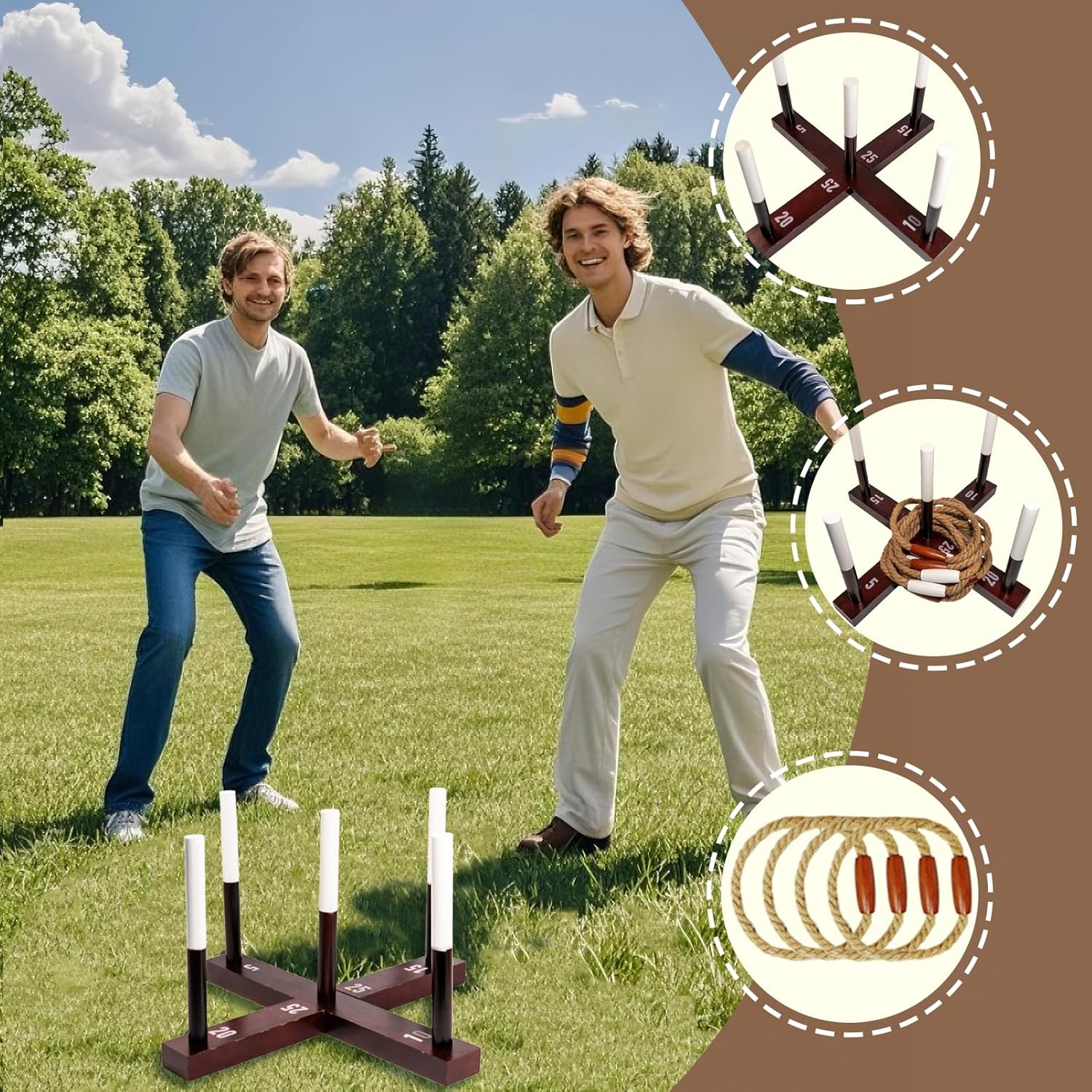 Skiennix Ring Toss Game - Fun Outdoor Yard Game for Family & Friends | Perfect for Backyard & Camping
