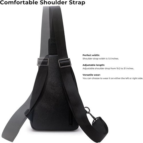 Alldaily Sling Bag for Women - Fashionable Leather Crossbody Purse | Trendy Travel Chest Bag (Black)