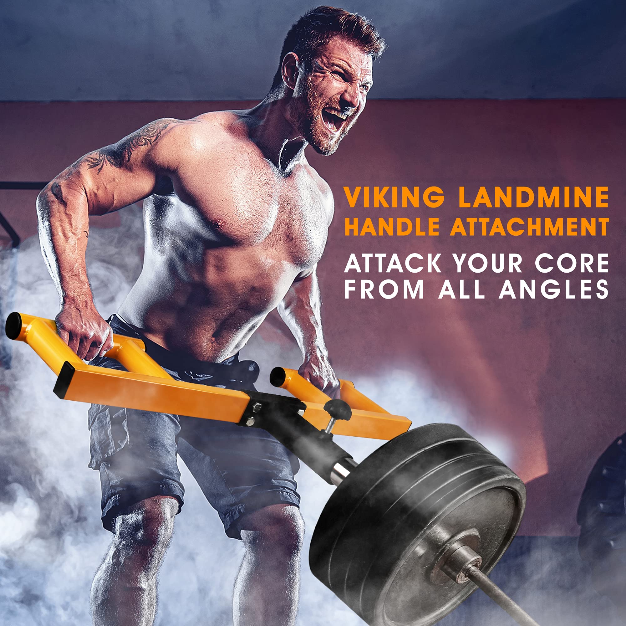 Yes4All Red Viking Shoulder Press Landmine Attachment - Weightlifting Handle Fits 2-Inch Olympic Bars Works Shoulders Chest Abs Back Thigh & Other Muscles Includes Collars T Bar Row Attachment Handle