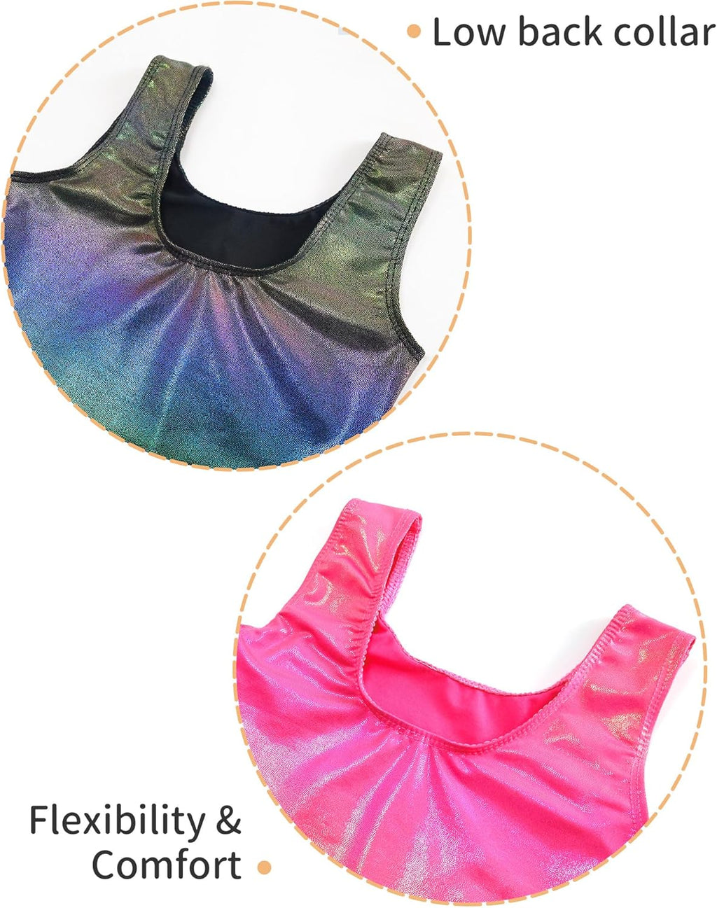 Skiennix Girls' Sparkly Gymnastics Leotard - Sleeveless Tumbling Unitard | 2 Pack, Comfortable Fit
