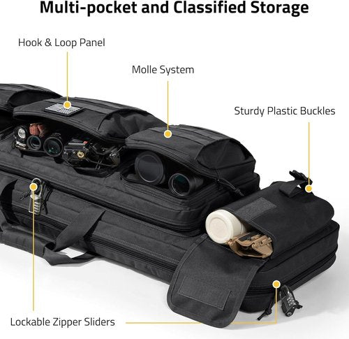 CVLIFE 42" Soft Rifle Case - Durable Double Long Gun Bag with Lockable Zipper & Backpack Strap for Outdoor Shooting