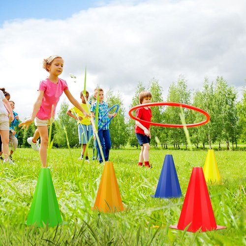 Hoteam 30-Piece 9-Inch Traffic Cones - Durable Plastic Agility Training Equipment for Soccer & Football Drills