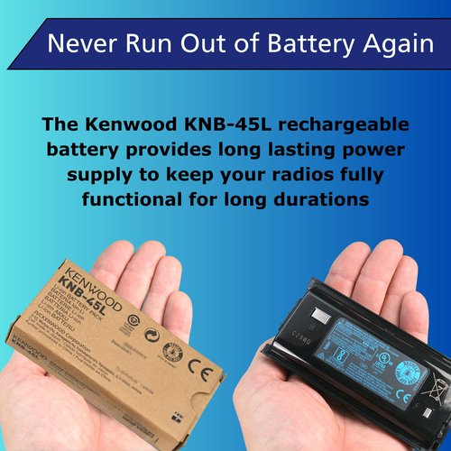 Kenwood KNB-45L Two-Way Radio Battery (7.4V) - 2000mAh Li-ion, Rechargeable, Original Accessory for NX-P1x00/NX-P1x02/TK-x400/TK-x402/NX-x40 Two-Way Radio Series, OEM, (Charger Not Included)