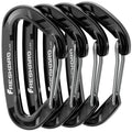 FresKaro 15kN Heavy Duty Wiregate Carabiners Clips, Wire Gate Spring Snap Quick Draws, for Camping Hiking, Hammocks, Aluminium Caribeaners for Backpacking and Dog Leash, 4Pack, Black, Medium Size