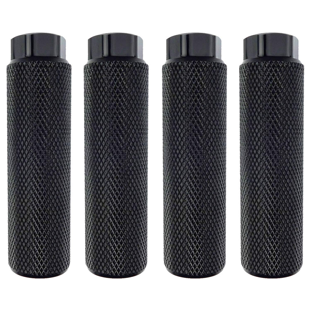 Zelerdo 2 Pairs Aluminum Alloy Bike Pegs for Mountain Bike Cycling Rear Stunt Pegs Fit 3/8 inch Axles (Pure black,100x28 mm)