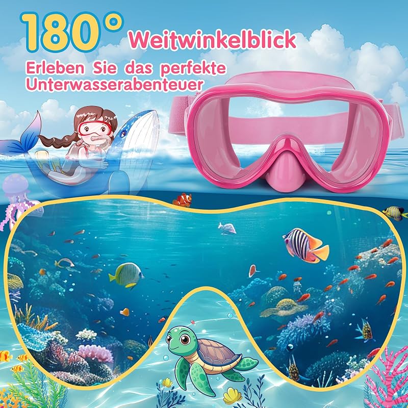 Kids Swim Goggles with Nose Cover, Anti-Fog Lenses, Adjustable Strap - All Pink (Variation of THIS listing)