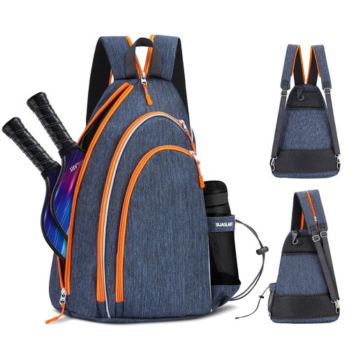 SUASLART Pickleball Bag for Men Women, Pickleball Backpack, Tennis Bag, Reversible Crossbody Sling Bag, Racket, Pickleball Paddle Bag with Fence Hook, Water Bottle Holder