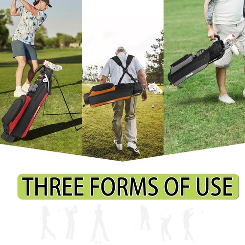 Golf Stand Bag Lightweight Small Medium Carry Bag 2-3 Way Divider Men and Women with Adjustable Shoulder Strap Multiple Pockets Golf Gun Bag with Golf Putter Covers (M-Green)