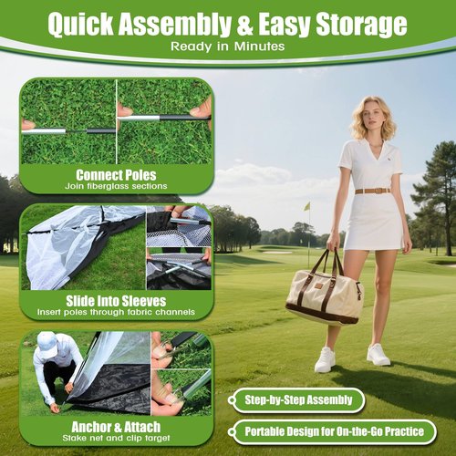 Golf Net - 39"x31" Golf Practice Net with Multi-Target Zone, All-in-1 Hitting Mat & Balls, Indoor Outdoor Net for Backyard