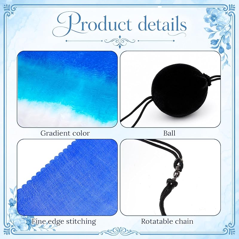 Lake Blue 2 Sets Silk Veil Poi with Balls – 78.74 x 31.5 Inches, 4-Pack