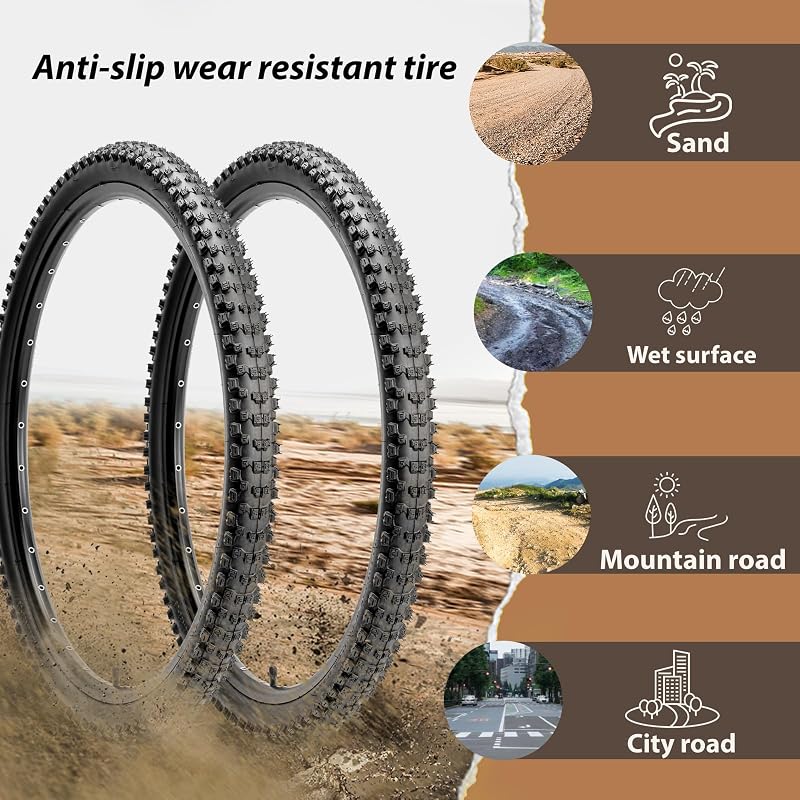 27.5x2.1 Inch MTB Tire Set 2 Pack with Tubes & Levers – Complete Replacement Kit