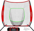 Red 7x7ft Baseball Net - Pop-Up Frame Pitching & Hitting Practice Net