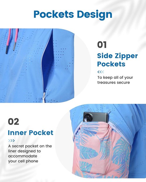 Maamgic Men's Swim Trunks - Quick Dry Board Shorts with Compression Liner & Zipper Pockets | 5 Inch Inseam