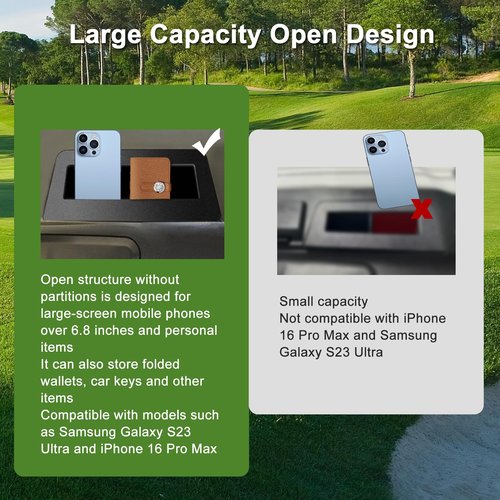 Zelvoro Golf Cart Phone Holder Wallet Holders, for Evolution Golf Cart Accessories 2025, Large Capacity No Divider, Compatible with Evolution D5 Maverick and Ranger Models (Black)