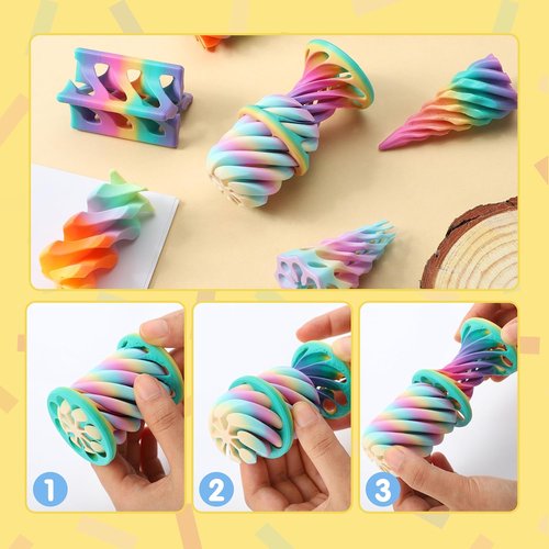 JOYIN 4 Pack Impossible Cone Fidget Toys - Pastel 3D Printed Spiral Design for Stress Relief | Perfect Gift for Kids & Adults