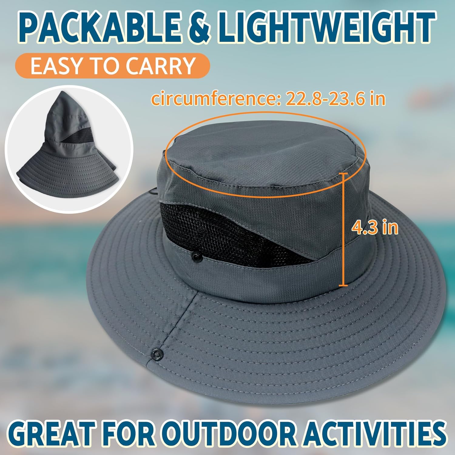 PFFY Sun Bucket Hat - 3” Wide Brim UPF 50+ Protection for Men & Women | Ideal for Fishing & Beach