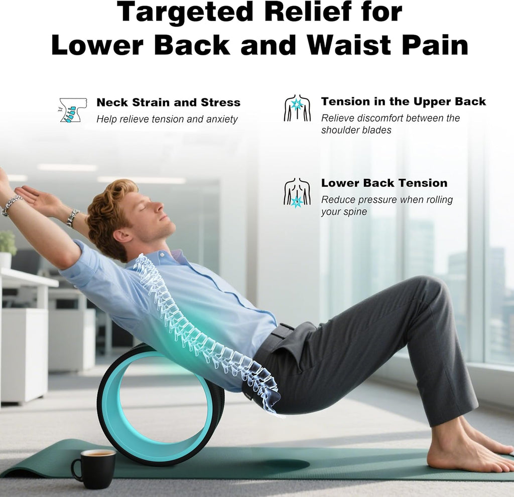 Skiennix Yoga Wheel - 3 Pack Back Roller for Pain Relief & Deep Tissue Massage | Ideal for Stretching