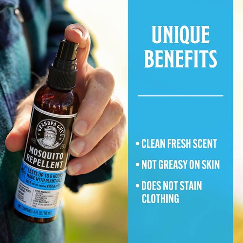 Grandpa Gus's Mosquito Repellent Spray - DEET-Free, Plant-Based Formula for Kids & Family | 4 oz, 2 Pack
