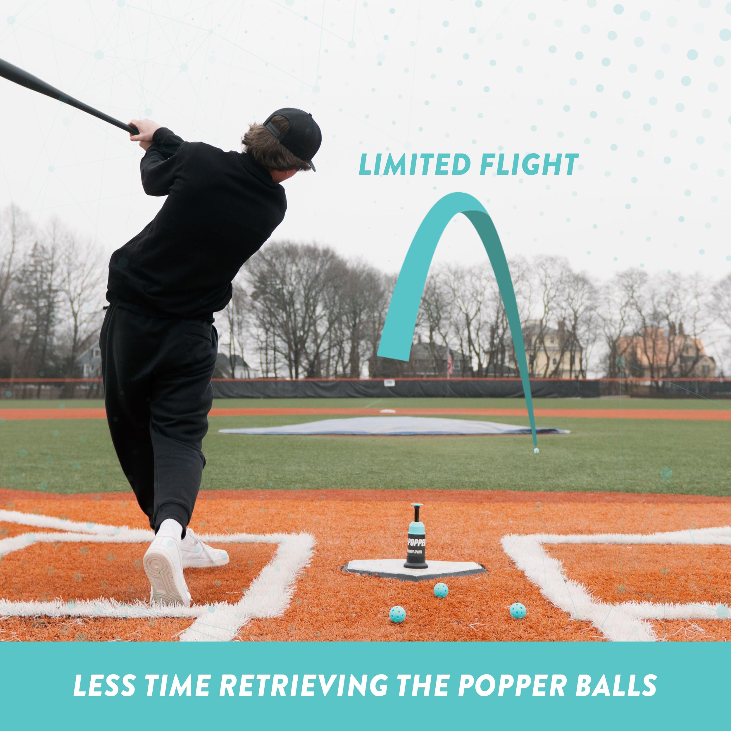 Bandit Sports Popper Plastic Baseballs, Made of Impact-Resistant and Rebounding Material, Perfect Practice Baseballs & Hitting Ball Training (12 Mini Baseball Training Balls, Mini Popper Balls)