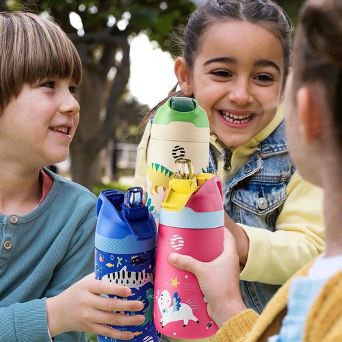 Fjbottle Kids Water Bottle - 12oz Stainless Steel Insulated Tumbler | Leak-Proof & Lightweight for School & Travel