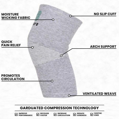 Remore Bamboo Charcoal Knee Sleeve - Bamboo Compression Knee Sleeve for Men and Women Meniscus Tear, Sports, Joint Pain Relief, Injury Recovery - Elastic Warm Knee Brace for Arthritis (45-51cm Thigh) (Large)