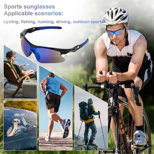 ZOSIMP Unisex Sports Sunglasses UV400 Protection Shatterproof Lenses Windproof Lightweight Frame for Running Cycling Mountain Climbing Outdoor Activities (Blue)
