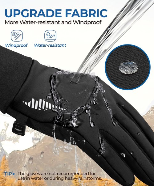 rivmount Water-Resistant Winter Gloves Touch Screen, Women Men Thermal Warm Gloves Suit for Cold Weather Running, Cycling, Hiking, Bike, Ski, Snow, Driving, Work, Outdoor Black Size M
