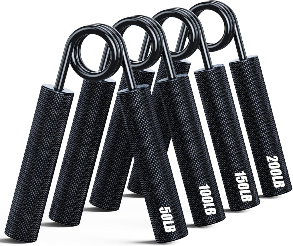 ZEAGUS Grip Strength Trainer - 4 Pack Metal Hand Grippers | 50LB-200LB Non-Slip Heavy-Duty Forearm Exerciser