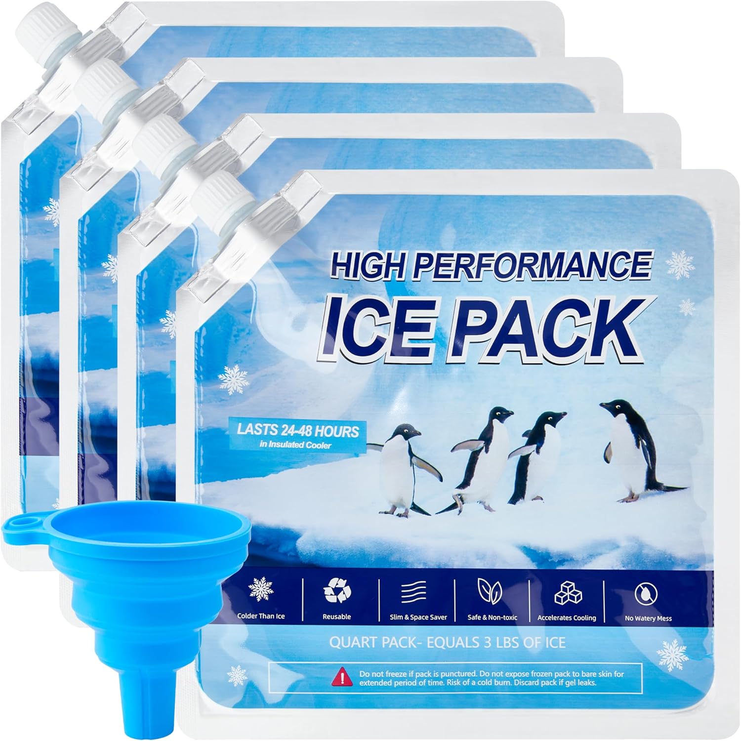 Skiennix Reusable Ice Packs - 4 Pack Freezer Ice Packs for Lunch Boxes & Camping Gear