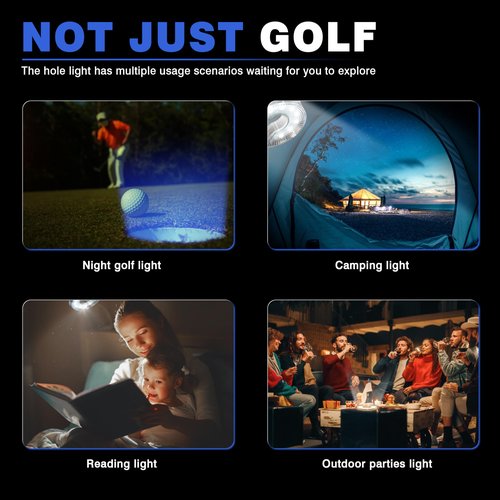 BIRDIEBLAST LED Golf Hole Light - Battery Operated, Light Up Golf Hole Cup for Night - Ideal for Night Practice, Backyard Practice Putting Green (2)