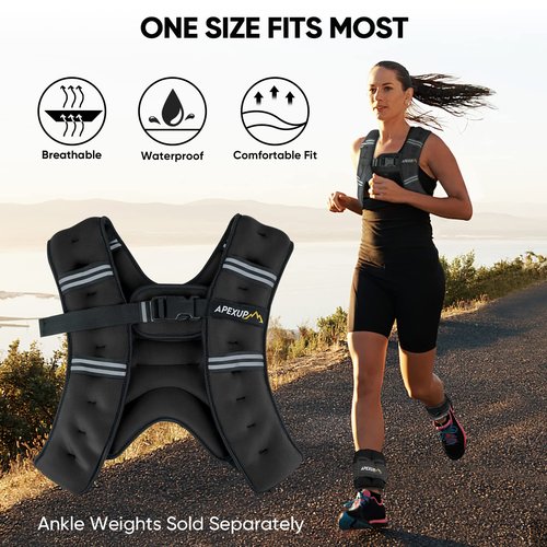 APEXUP 10lbs/Pair Adjustable Ankle Weights + Weighted Vest Men 20lbs Weights