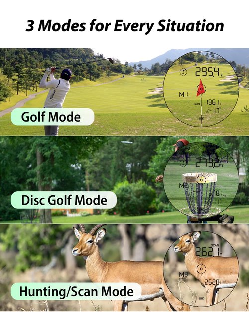 Gogogo Sport Vpro ZeroIn Rechargeable Golf Range Finder with Slope 2500 Yards Magnetic Rangefinder Disc Golf 500-Yard Flag-Lock (White)