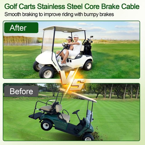 VQQLII Golf Cart Brake Cable Kit for EZGO TXT 1994 & up or EZGO TXT Marathon Medalist, Driver & Passenger Side Brake Cable 70969-G03 70716-G03 70273-G03 - Stainless Steel Core