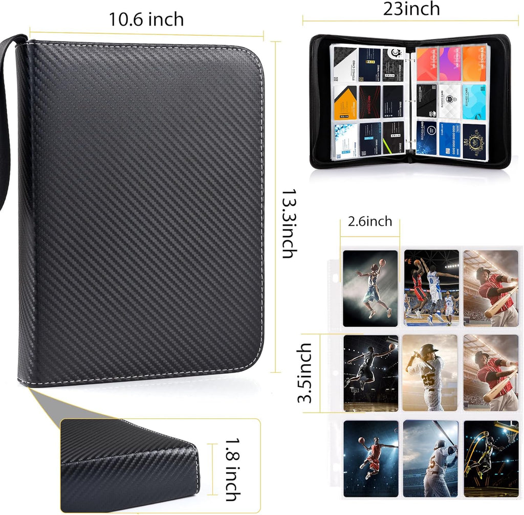 WOT Trading Card Binder - 900 Pocket Zippered Holder for Baseball & Football Cards | Double-Sided Design