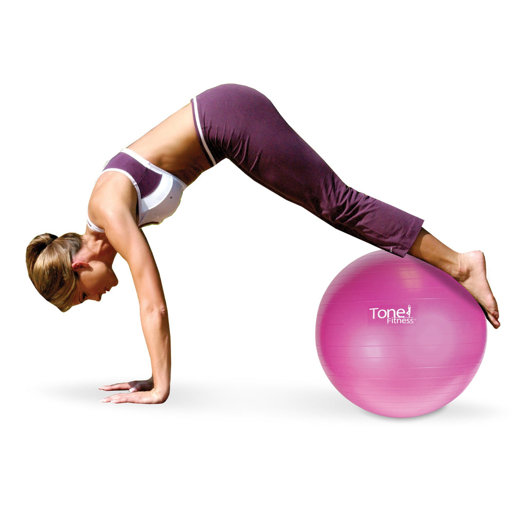 Tone Fitness Stability Ball / Exercise Ball | Exercise Equipment, Pink, 55 Centimeters