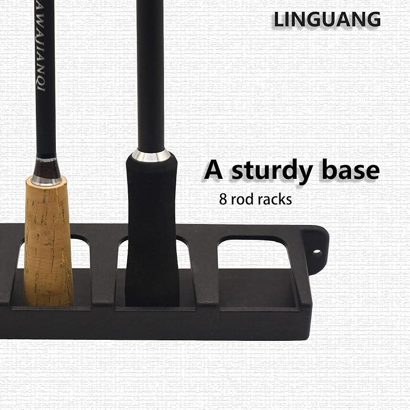Vertical Fishing Rod Holder Wall Mount - 8 Vertical, Gray/Red, Language LinguaNG
