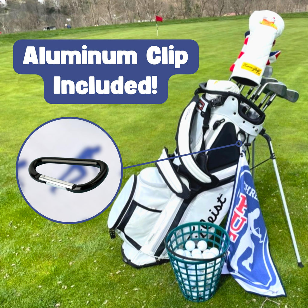 Three Putt Funny Golf Towel for Golf Bag | Golf Towels for Men, Golf Accessories for Men | Microfiber Fabric, Designs On Front & Back, Clip Included (16x24in)